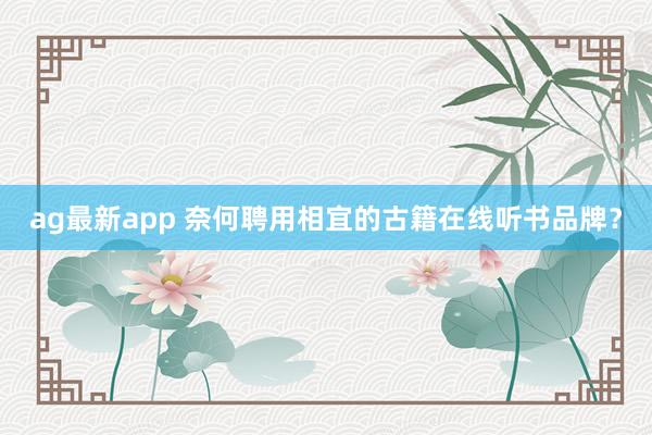 ag最新app 奈何聘用相宜的古籍在线听书品牌？
