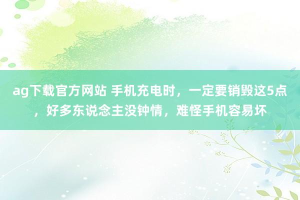 ag下载官方网站 手机充电时，一定要销毁这5点，好多东说念主没钟情，难怪手机容易坏