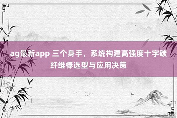 ag最新app 三个身手，系统构建高强度十字碳纤维棒选型与应用决策