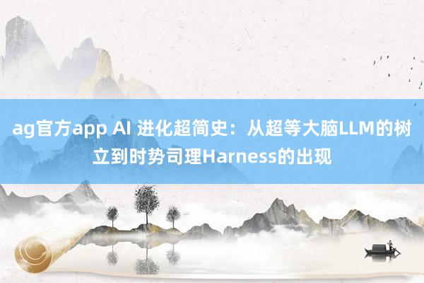 ag官方app AI 进化超简史：从超等大脑LLM的树立到时势司理Harness的出现