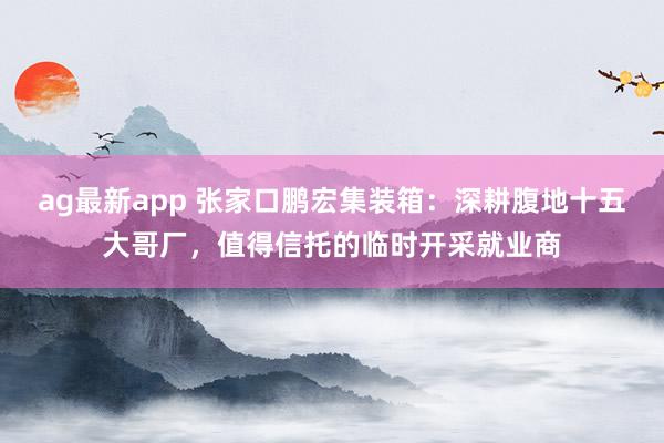 ag最新app 张家口鹏宏集装箱：深耕腹地十五大哥厂，值得信托的临时开采就业商