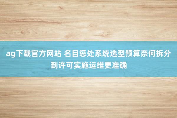 ag下载官方网站 名目惩处系统选型预算奈何拆分到许可实施运维更准确