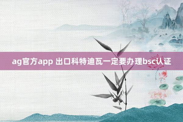 ag官方app 出口科特迪瓦一定要办理bsc认证