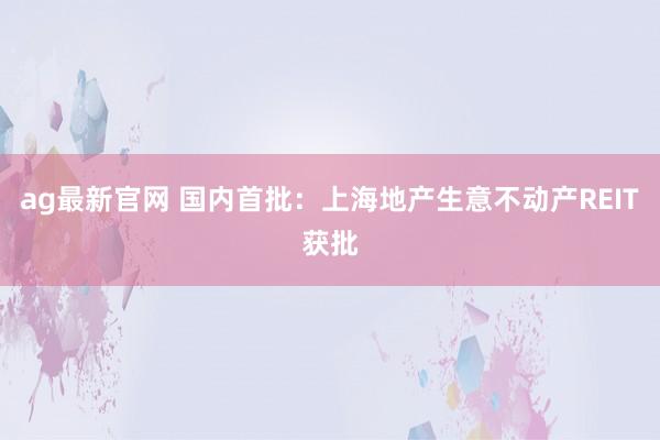 ag最新官网 国内首批：上海地产生意不动产REIT获批