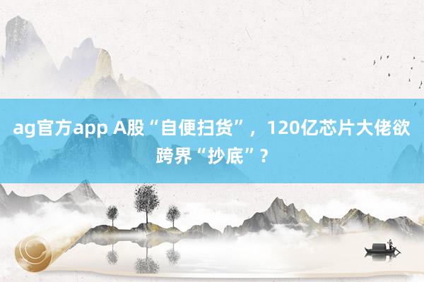ag官方app A股“自便扫货”，120亿芯片大佬欲跨界“抄底”？