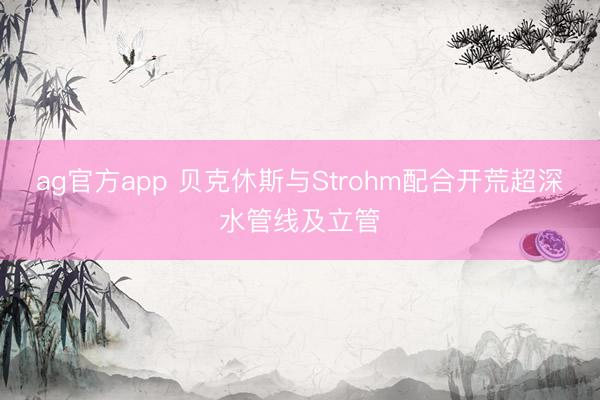 ag官方app 贝克休斯与Strohm配合开荒超深水管线及立管